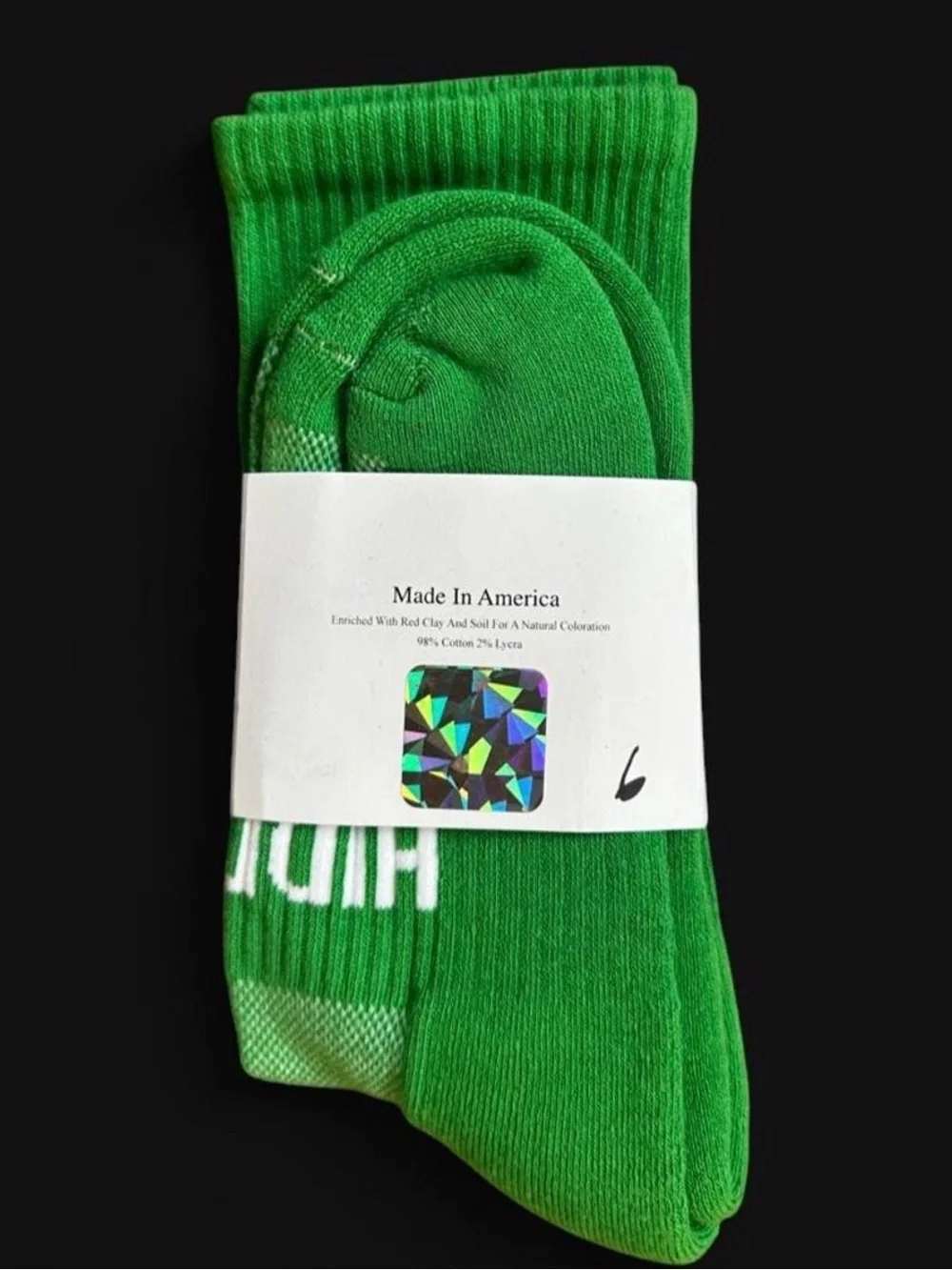 HIDDEN NY H LOGO MADE IN AMERICA SOCKS GREEN/WHITE ONE SIZE NWT